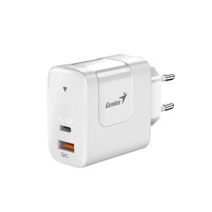 Genius Зарядно за лаптоп PD-65AC, USB Type-C, USB Type-A, 65 W, бяло