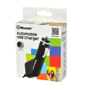Зарядно устройство Msonic, за автомобилна запалка, с вграден micro-USB кабел