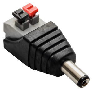 Захранващ конектор с клипси за камери за видеонаблюдение (12v, 2,1/5,5mm мъжки).