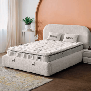 Тапицирана спалня с матрак FABER 160 х 200 - перла SY