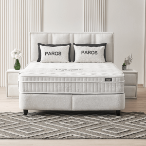 Тапицирана спалня с матрак PAROS 160 х 200 - крем AN