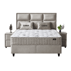 Тапицирана спалня с матрак CARIA 160 x 200 - перла SY