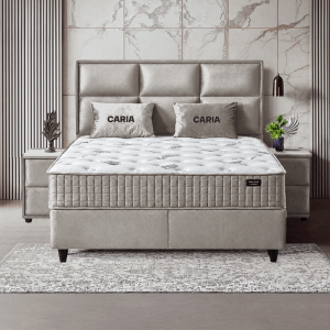 Тапицирана спалня с матрак CARIA 160 x 200 - перла SY