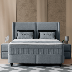 Тапицирана спалня с матрак DIANA 140 x 200 - тъмносив 328