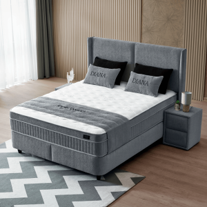 Тапицирана спалня с матрак DIANA 140 x 200 - тъмносив 328