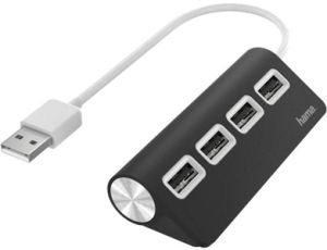 USB 4-портов хъб, 2.0, черен