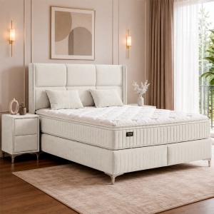 Тапицирана спалня с матрак BELLA 180 x 200 - бежов 02
