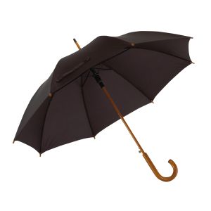 Office 1 Чадър, автоматичен, с извита дървена дръжка, 103 cm, черен