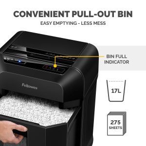 Шредер за унищожаване на документи Fellowes Automax 80M, Soho, Mini-Cut, P-4, 17 L, черен