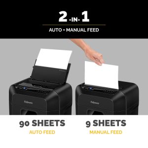 Шредер за унищожаване на документи Fellowes Automax 90M, Soho, Mini-Cut, P-4, 17 L, черен