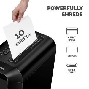 Шредер за унищожаване на документи Fellowes Powershred LX65, P-4, Cross-Cut, черен, обем на коша 22 L, време за почивка 20 мин