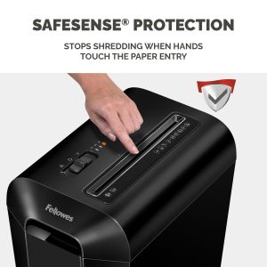 Шредер за унищожаване на документи Fellowes Powershred LX65, P-4, Cross-Cut, черен, обем на коша 22 L, време за почивка 20 мин