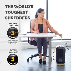 Шредер за унищожаване на документи Fellowes Powershred LX65, P-4, Cross-Cut, черен, обем на коша 22 L, време за почивка 20 мин