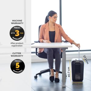 Шредер за унищожаване на документи Fellowes Powershred LX65, P-4, Cross-Cut, черен, обем на коша 22 L, време за почивка 20 мин