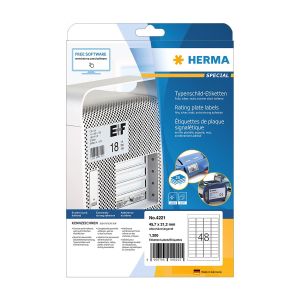 Herma Самозалепващи се етикети, A4, полиестерни, 45.7 х 21.2 mm, сребристи, 25 листа