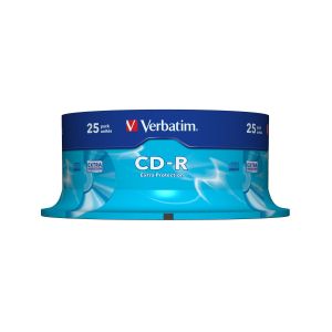 CD-R Verbatim, 700 MB, 52x, със защитно покритие, 25 броя в шпиндел