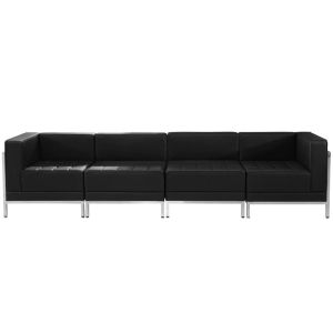 Табуретка RFG Neo, квадратна, екокожа, 700 х 700 х 450 mm, черен