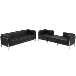 Табуретка RFG Neo, квадратна, екокожа, 700 х 700 х 450 mm, черен