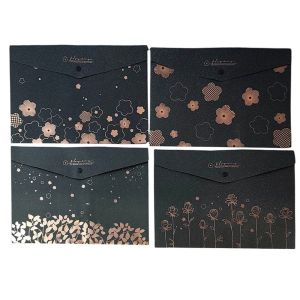 Папка Carta Jolie, A4, с копче, черна, асорти, 1 брой