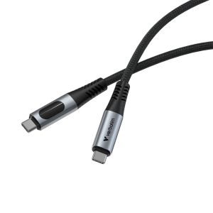 Кабел Verbatim Sync&Charge, магнитен, с дисплей, USB Type-C към USB Type-C, 240 W, 120 cm