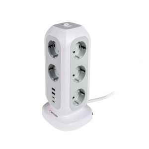 Разклонител Verbatim EUPT-01, Power Tower, вертикален, 11 гнезда, USB