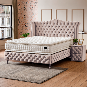 Тапицирана спалня с матрак DIMMAX 160 х 200 - крем 03