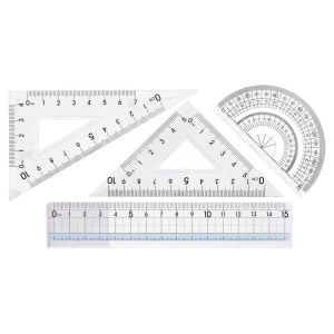 Чертожен комплект Junior Slide Rule, прозрачен, 15 cm, 4 части