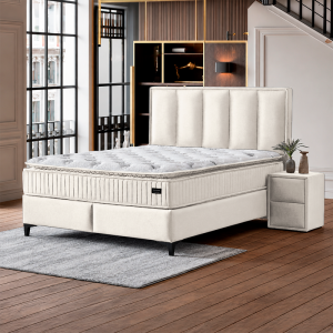 Тапицирана спалня с матрак HERMES 160 x 200 - слонова кост AN