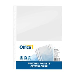 Office 1 Джоб за документи, A4, 70 µm, кристал, 100 броя