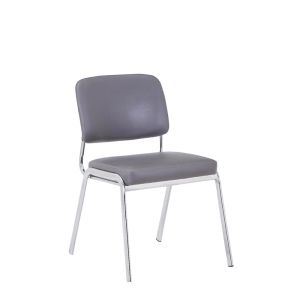 Посетителски стол RFG Slow M, екокожа, метална основа, до 120 kg, сив, 4 броя в комплект