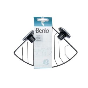 Поставка за баня Berilo, стенна, ъглова, метална, с вакуум, черен мат