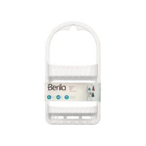 Етажерка за душ Berilo, на 2 нива, с вакуум, пластмасова, бяла
