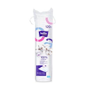 Козметични тампони за грим Bella, 100% памук, 120 броя