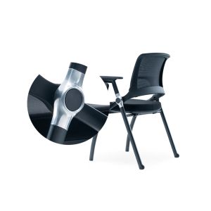 Посетителски стол RFG Swiss Table M, дамаска и меш, до 120 kg, черна седалка, черна облегалка, 2 броя в комплект