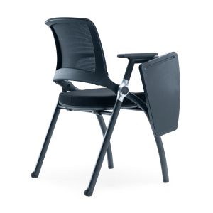 Посетителски стол RFG Swiss Table M, дамаска и меш, до 120 kg, черна седалка, черна облегалка, 2 броя в комплект