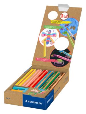 Цветни моливи Staedtler Noris Junior 140, 3 в 1, 6 цвята