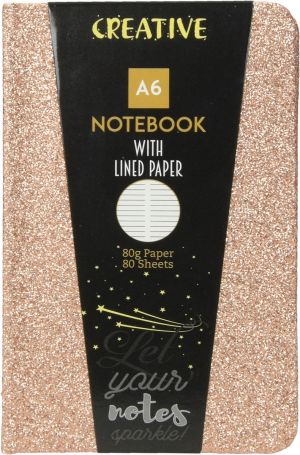 Бележник Creative Glitter, A6, 80л, асорти