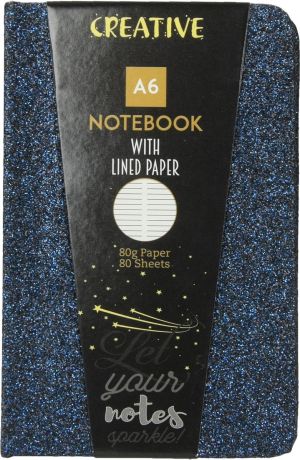 Бележник Creative Glitter, A6, 80л, асорти