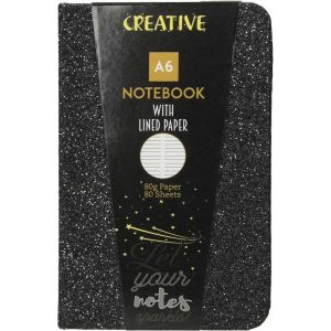 Бележник Creative Glitter, A6, 80л, асорти