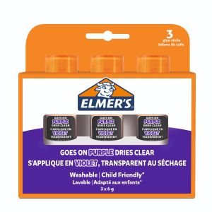 Сухо лепило Elmers Disappearing Purple, 3x6g