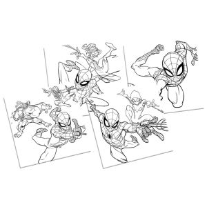 Комплект 4 платна за оцветяване 12.5x12.5cm, 4 м-ра, Spiderman
