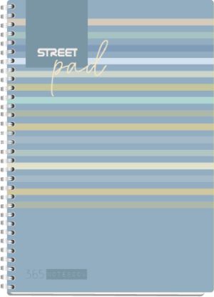 Тетрадка Street Pad, А4, спирала, ламинат, 100 листа, широки редове, stripes 3e