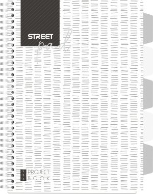 Тетрадка Street Pad, А5, спирала, PP, 100 листа, широки редове, white