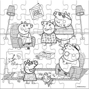 Двустранен пъзел за оцветяване, 42 части,42х42cm, Peppa Pig