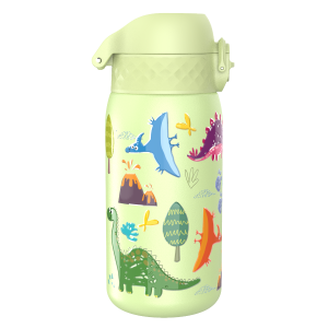 Бутилка за вода Ion8 Print, метална, 400ml, Dinosaurs