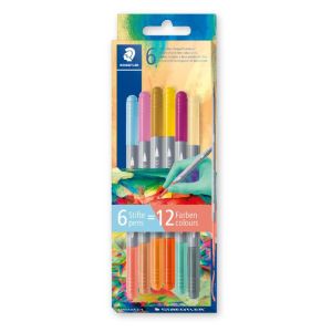 Флумастери Staedtler двувърхи, 6бр, Бежов