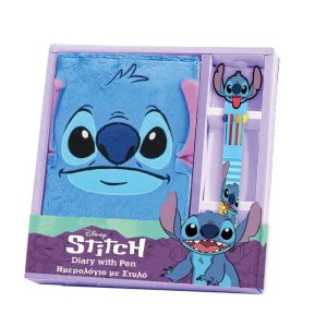 Комплект бележник Lilo&Stitch плюшен и химикалка