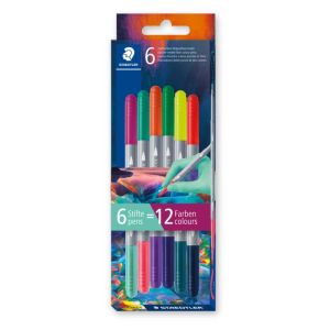 Флумастери Staedtler двувърхи, 6бр, Син