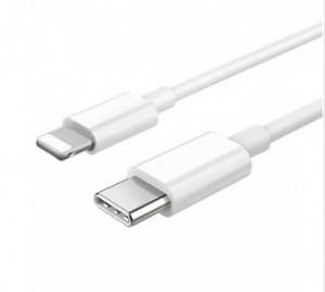 Кабел USB Type C - Lightning 1м, 3A, силиконов, Бял