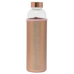 Стъклена бутилка за вода Platinum с калъф, бронз